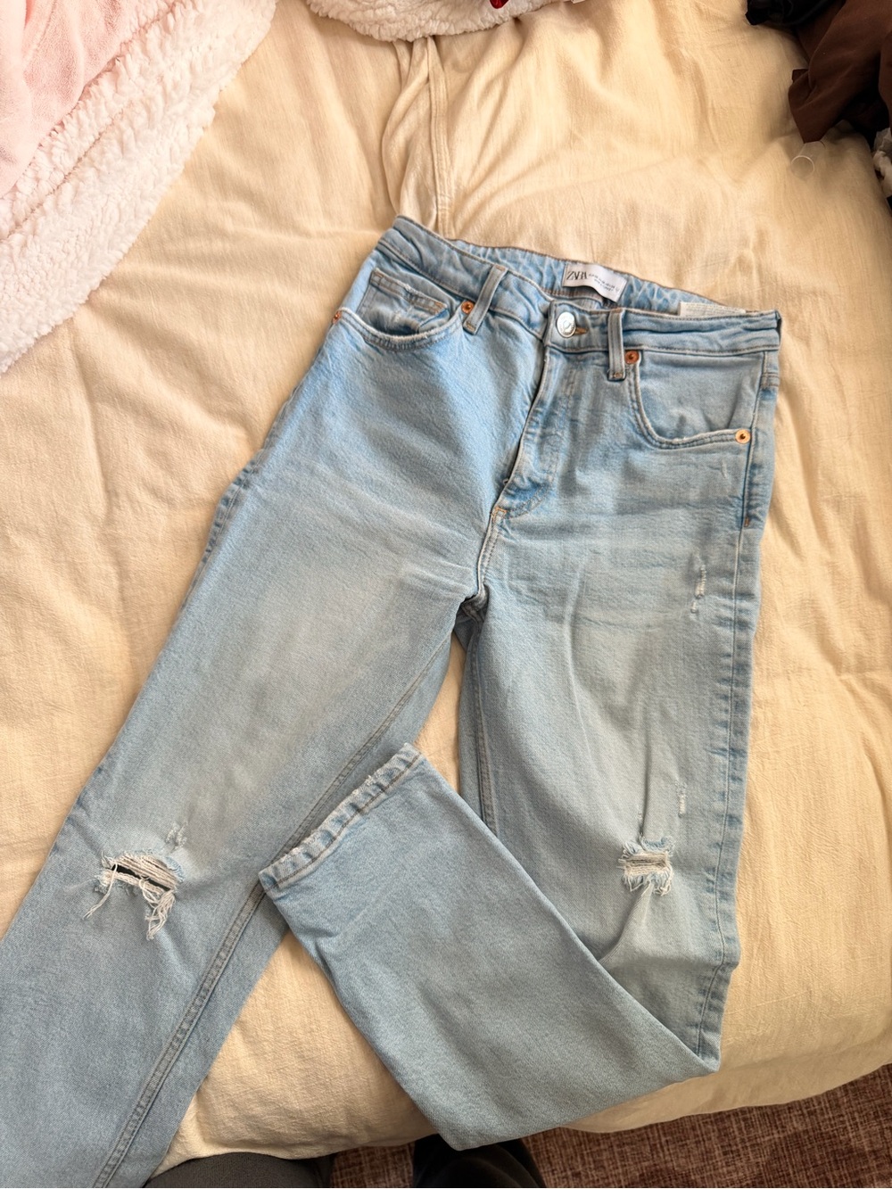 Light Blue High-Rise straight leg Jeans